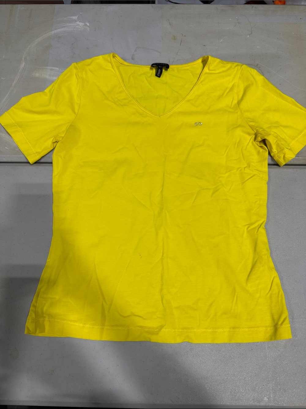 Escada Bright Yellow V-Neck Short Sleeve Tee